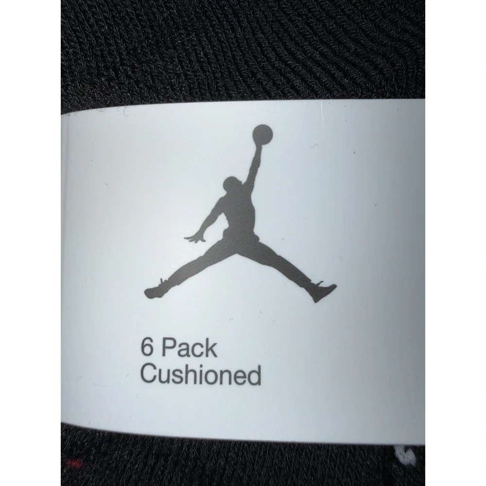 Jordan Boys Ankle Socks 6 Pack Black Cushioned Jumpman School Kids Footwear NWT
